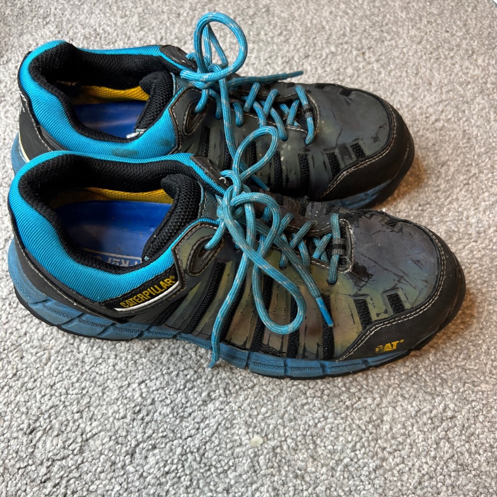 Caterpillar CAT shoes Mens 7 Work Blue Black Sneaker ergo composite toe